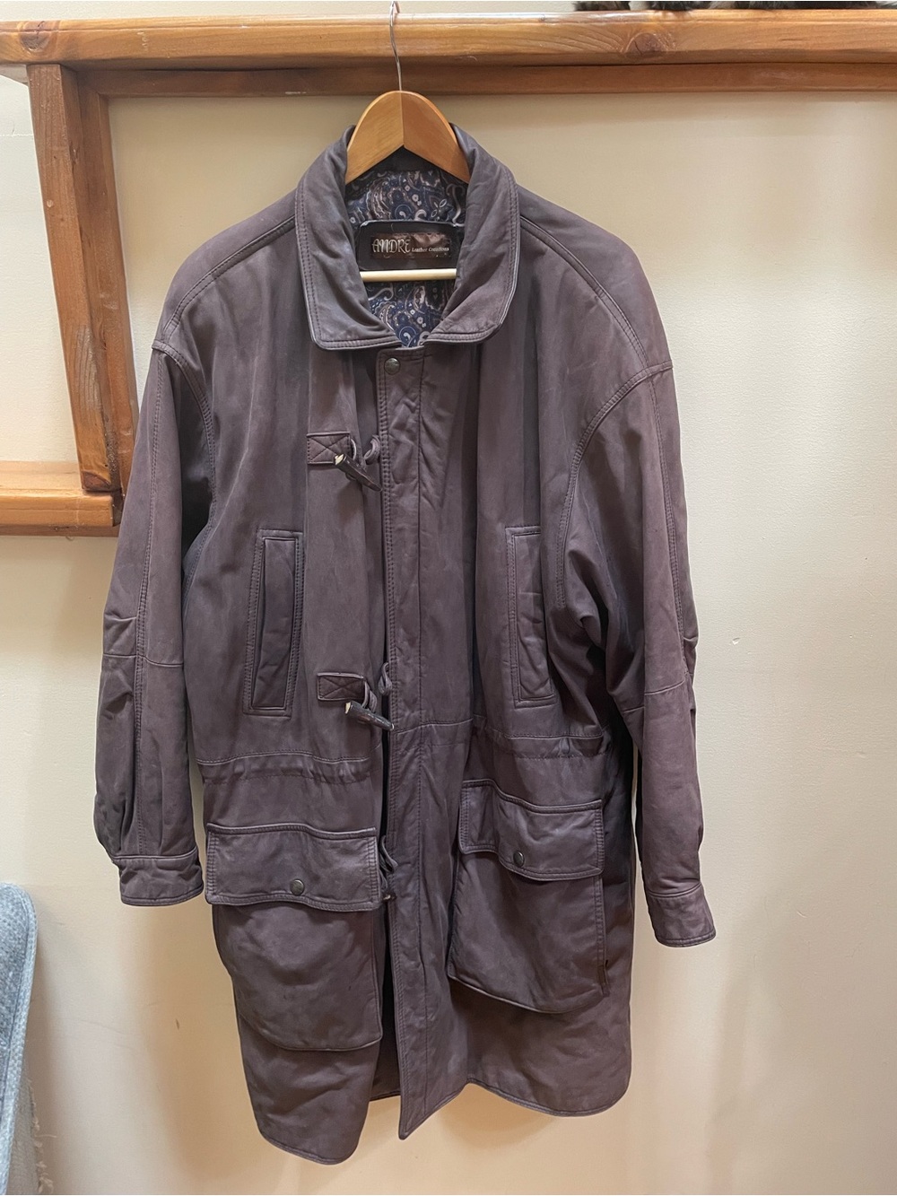 Vintage Brown Leather Field Coat